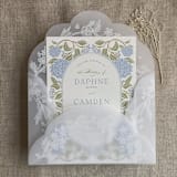 "White lace vellum petal pochette for 5x7 card | pack of 10" - Invitation Pockets in white by Ivory Invitations