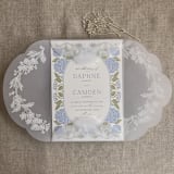 "White lace vellum petal pochette for 5x7 card | pack of 10" - Invitation Pockets in white by Ivory Invitations