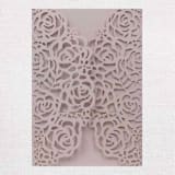 "Qty of 50 Custom Blush Shimmer Rose Design Laser Cuts with mailing envelopes" - Invitation Pockets in brass by Papel Custom Design