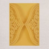 "Qty of 50 Custom Golden Yellow Shimmer Chantilly Lace Invitation Pocket | Other Color Options Available" - Invitation Pockets in yellow by Papel Custom Design