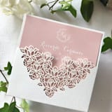 "Floral Laser Cut Invitation Pocket for 6x6 Card | Set of 10 | Envelopes Included" - Invitation Pockets in white by Self Stationery