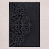 "Qty of 50 Custom Black Glitter Lovely Sash Rose Tri-fold Laser Cut | Other Color Options Available" - Invitation Pockets in white by Papel Custom Design