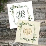 "Custom Mongrammed Eucalyptus Napkins" - Napkins in white by Papel Custom Design