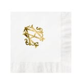 "Custom Monogram Featuring Chic Font Gold Foil on White Napkin" - Napkins in white by Papel Custom Design