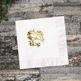 "Custom Monogram Featuring Chic Font Gold Foil on White Napkin" - Napkins in white by Papel Custom Design
