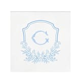 "Custom Blue Floral Monogram Digitally Printed on White Napkin" - Napkins in white by Papel Custom Design