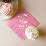 "Scripted Cap & Diploma Graduation Napkin, cocktail size, set of 50" - Napkins in blue by ForYourParty