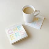 "Neon Cheers Napkin Pack, cocktail size, pack of 50" - Napkins in white by ForYourParty