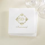 "Golden 50th Anniversary Beverage Napkins - Pack of 50" - Napkins in white by Papel Custom Design