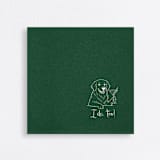 "“I Do, Too!” Golden Retriever Wedding Cocktail Napkins Green" - Napkins in green by Papel Custom Design