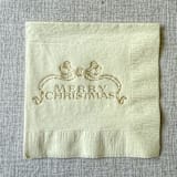 "Merry Christmas foil cocktail napkins - Cream Napkins (Set of 20)" - Napkins in natural by Orchid Studio