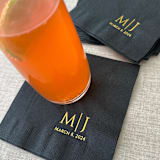 "Custom initials foil napkins | Gold foil, black napkins | Set of 100" - Napkins in black by Maria Ferrer G.