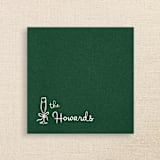 "Elegant Green Linen-Like Napkin with Personalized Family Name & Champagne Glass Icon | Pack of 50" - Napkins in green by Papel Custom Design