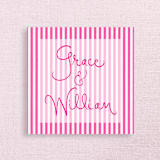 "Striped Personalized Napkins, your choice of ink color" - Napkins in pink by Papel Custom Design