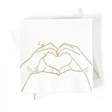 "Heart Hands Foil Napkin Pack, cocktail size, pack of 50" - Napkins in white by ForYourParty