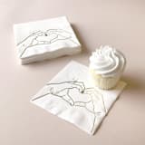 "Heart Hands Foil Napkin Pack, cocktail size, pack of 50" - Napkins in white by ForYourParty