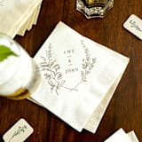 "Floral Names Napkin, cocktail size, set of 100" - Napkins in beige by ForYourParty