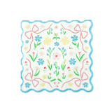 "Bunnies In The Garden Blue Floral Large Napkins - Set of 16" - Napkins in blue by Jollity and Co