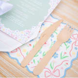 "Bunnies In The Garden Blue Floral Large Napkins - Set of 16" - Napkins in blue by Jollity and Co