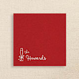 "Red Linen-Like Napkin with Personalized Family Name & Champagne Glass Icon | Pack of 50" - Napkins in red by Papel Custom Design