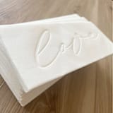 "Letterpress Luxe Linen | Love in Simply White" - Napkins in natural by Prêt-à-PartyNY