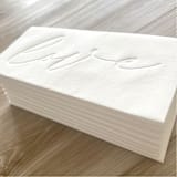 "Letterpress Luxe Linen | Love in Simply White" - Napkins in natural by Prêt-à-PartyNY