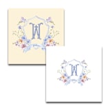 "Custom Periwinkle Wildflowers Monogram Wedding Crest- Pack of 100" - Napkins in white by Papel Custom Design