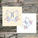 "Custom Periwinkle Wildflowers Monogram Wedding Crest- Pack of 100" - Napkins in white by Papel Custom Design