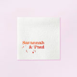 "Custom Retro Wedding Names Napkin, cocktail size, set of 100" - Napkins in white by ForYourParty