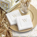 "Custom Initially Simple Premium Napkin - Beverage - Pack of 100" - Napkins in white by Papel Custom Design
