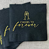 "Foil napkins (cheers to forever) | Gold foil, black napkins | Set of 20" - Napkins in black by Maria Ferrer G.