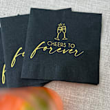 "Foil napkins (cheers to forever) | Gold foil, black napkins | Set of 20" - Napkins in black by Maria Ferrer G.
