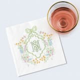 "Wildflower Sage Green Custom Crest Napkins" - Napkins in white by Papel Custom Design