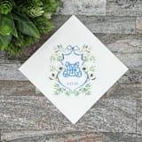 "Custom Blue Poppy Crest Napkins- Pack of 100" - Napkins in white by Papel Custom Design
