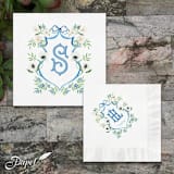 "Custom Blue Poppy Crest Napkins- Pack of 100" - Napkins in white by Papel Custom Design