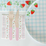 "Strawberry Picnic Gingham Print Petite Napkins - Pack of 16" - Napkins in blue by Jollity and Co