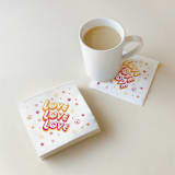 "Love, Love, Love Napkin Pack, fruit punch color, cocktail size, pack of 50" - Napkins in white by ForYourParty