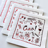 "Italian Party Foil Napkin | Hand Drawn Wedding Napkin | Set of 50" - Napkins in white by Alyssa Cook