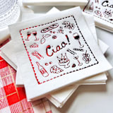 "Italian Party Foil Napkin | Hand Drawn Wedding Napkin | Set of 50" - Napkins in white by Alyssa Cook
