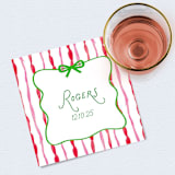 "Fun Holiday Striped Name Personalized Cocktail Napkins | Pack of 50 premium quality" - Napkins in multicolor by Papel Custom Design