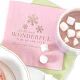 "Custom Snowflake Holiday Napkin, cocktail size, set of 100" - Napkins in pink by ForYourParty