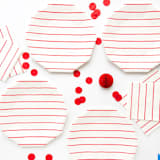 "Candy Apple Frenchie Stripes Large Napkins" - Napkins in red by Jollity and Co