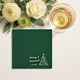 "Merry & Married Green Linen-Like Napkin with Holiday Tree Design" - Napkins in green by Papel Custom Design