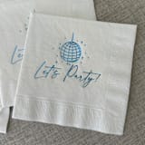 "Foil napkins, disco ball (Let's party) | Blue foil, white napkins | Set of 20" - Napkins in white by Maria Ferrer G.
