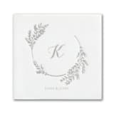 "Encompassed by Greenery Premium Napkin - Beverage  - Pack of 100" - Napkins in white by Papel Custom Design