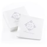 "Silver 25th Anniversary Beverage Napkins" - Napkins in white by Papel Custom Design