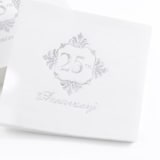 "Silver 25th Anniversary Beverage Napkins" - Napkins in white by Papel Custom Design
