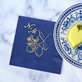 "Initials Lemon Napkin, cocktail size, set of 100" - Napkins in blue by ForYourParty