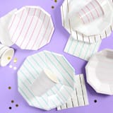 "Blush Frenchie Stripes Large Napkins" - Napkins in pink by Jollity and Co