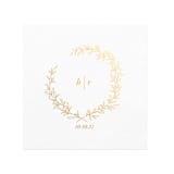 "Personalized Modern Wreath Foil Initial Cocktail Napkins" - Napkins in white by Papel Custom Design